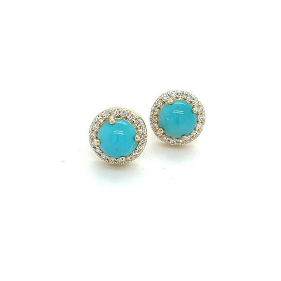 Natural Turquoise Diamond Earrings 14k Gold 2.18 TCW Certified $2,490 217839 - Picture 1 of 7